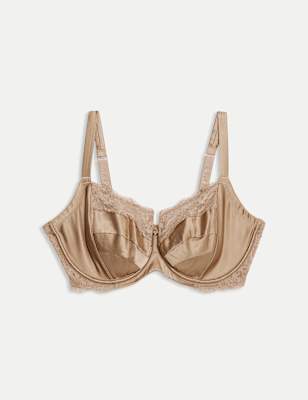 

Womens Rosie Silk & Lace Wired Balcony Bra F-H, Rose Quartz