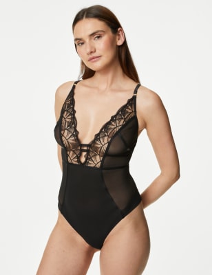 

Womens Boutique Maya Lace & Mesh Body - Black, Black