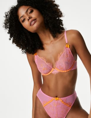

Womens Boutique Jacquelina Wired Plunge Bra (A-E) - Bright Pink Mix, Bright Pink Mix