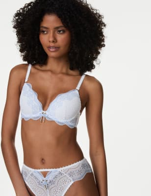 

Womens Boutique Lova Lace Wired Plunge Bra (A-E) - White Mix, White Mix