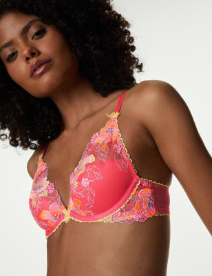 

Womens Boutique Josefine Embroidered Wired Plunge Bra (A-E) - Bright Rose, Bright Rose