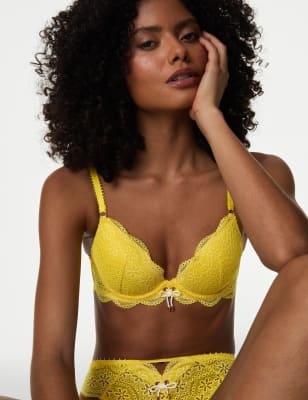 

Womens Boutique Lova Lace Wired Plunge Bra (A-E) - Yellow Mix, Yellow Mix