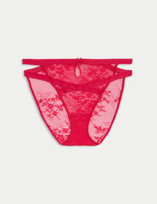 

Womens Boutique Lucia High Waisted High Leg Knickers - Bright Red, Bright Red