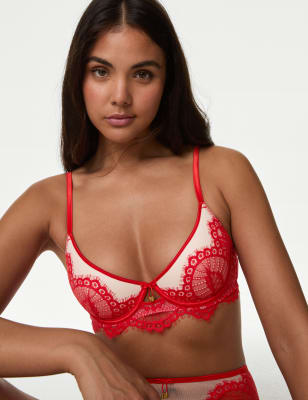 

Womens Boutique X Damaris Christelle Lace Wired Demi Cup Bra (A-E) - Tomato, Tomato