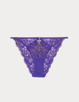 

Womens Boutique Lenita Lace Brazilian Knickers - Electric Purple, Electric Purple