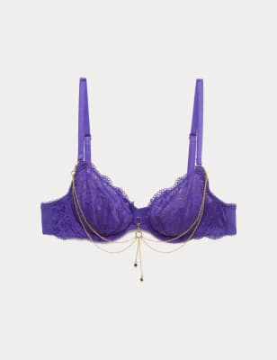 

Womens Boutique Lenita Lace Wired Balcony Bra (A-E) - Electric Purple, Electric Purple