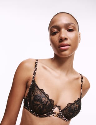 

Womens Boutique Gala Embroidery Wired Balcony Bra (A-E) - Black Mix, Black Mix