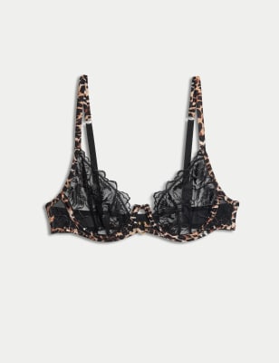 

Womens Boutique Gala Embroidery Wired Balcony Bra (A-E) - Black Mix, Black Mix