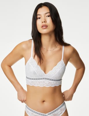 

Womens B by Boutique Cleo Lace Non Wired Bralette - White, White