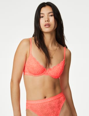 

Womens B by Boutique Cleo Lace Wired Demi Cup Bra (A-E) - Sunset, Sunset