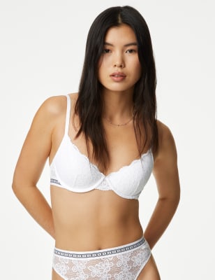 

Womens B by Boutique Cleo Lace Wired Demi Cup Bra (A-E) - White, White