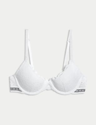 

Womens B by Boutique Cleo Lace Wired Demi Cup Bra (A-E) - White, White