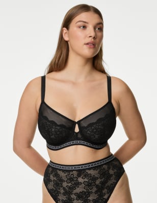 

Womens B by Boutique Cleo Lace Wired Minimiser Bra - Black, Black