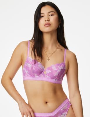 

Womens B by Boutique Cleo Lace Wired Balcony Bra (A-G) - Bright Mauve, Bright Mauve