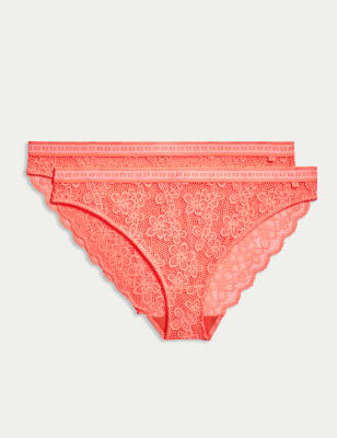 

Womens B by Boutique 2pk Cleo Lace Bikini Knickers - Sunset, Sunset