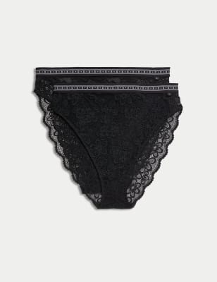 

Womens B by Boutique 2er-Pack hoch geschnittene Slips mit hoch ausgeschnittenem Bein - Black, Black