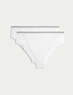 

Womens B by Boutique 2er-Pack hoch geschnittene Brazilian-Slips „Cleo“ - White, White