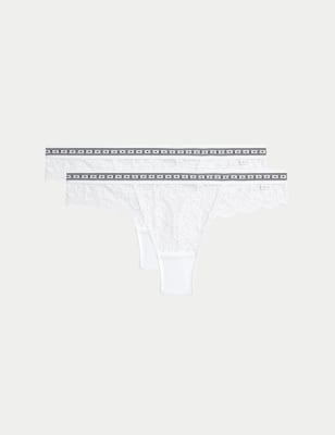 

Womens B by Boutique 2pk Cleo Lace Thongs - White, White
