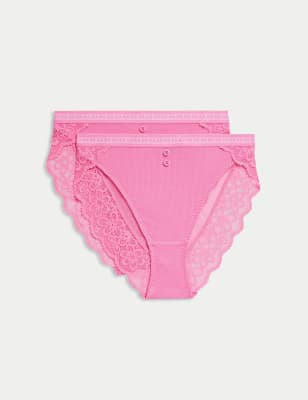 

B by Boutique Pack de 2 braguitas de corte y talle alto EbbaWomens - Shocking Pink, Shocking Pink