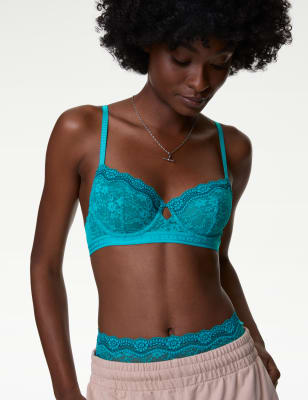 

Womens B by Boutique Ella Lace Wired Balcony Bra A-E - Bright Aqua, Bright Aqua