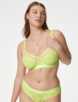 

Womens B by Boutique Cleo Lace Wired Minimiser Bra (C-G) - Lime Mix, Lime Mix