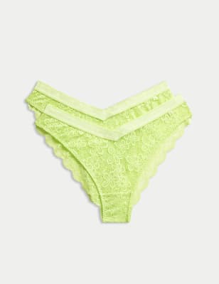 

Womens B by Boutique 2er-Pack Miami-Slip mit Spitze „Cleo“ - Lime Mix, Lime Mix