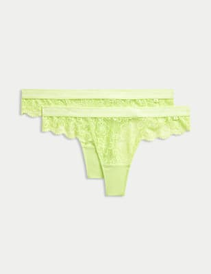 

B by Boutique Pack de 2 tangas de encaje CleoWomens - Lime Mix, Lime Mix