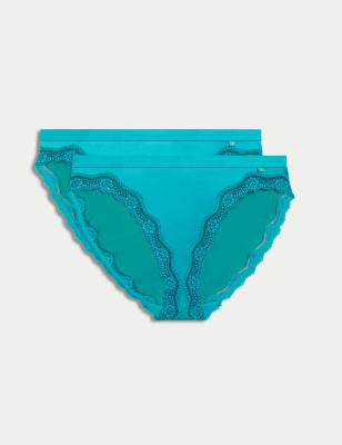 

Womens B by Boutique 2pk Ella High Leg Knickers - Bright Aqua, Bright Aqua