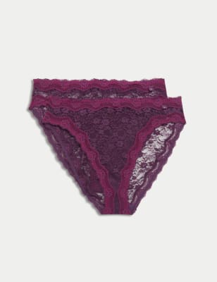 

Womens B by Boutique 2pk Ella High Waisted High Leg Knickers - Blackberry, Blackberry