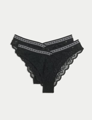 

Womens B by Boutique 2pk Cleo Lace Miami Brazilian Knickers - Black, Black