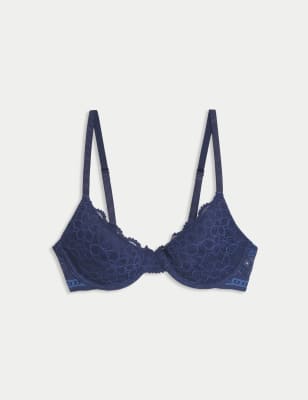 

Womens B by Boutique Cleo Lace Wired Demi Cup Bra (A-E) - Midnight Mix, Midnight Mix