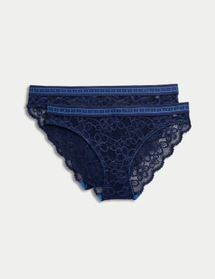 

Womens B by Boutique 2pk Cleo Lace Bikini Knickers - Midnight Mix, Midnight Mix