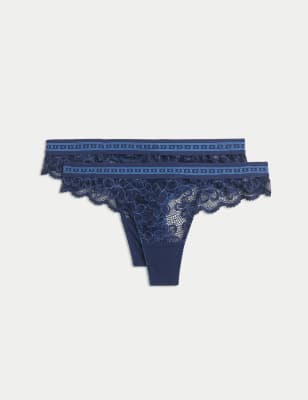 

Womens B by Boutique 2pk Cleo Lace Thongs - Midnight Mix, Midnight Mix