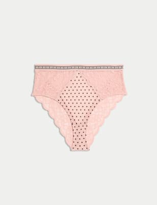 

Womens B by Boutique Alma Lace High Waisted Brazilian Knickers - Pink Mix, Pink Mix