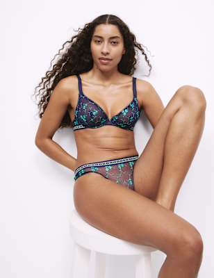 

Womens B by Boutique Karina Embroidery Wired Plunge Bra (A-E), Midnight Mix