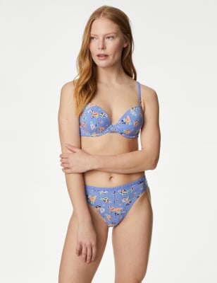 

Womens M&S X GHOST Marie Print High Leg Knickers - Lupin, Lupin