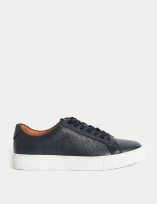 

Mens Autograph Leather Lace Up Trainers with Freshfeet™ - Navy, Navy