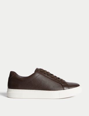 

Mens Autograph Leather Lace Up Trainers with Freshfeet™ - Dark Brown, Dark Brown