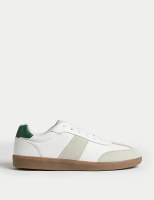 

Mens M&S Collection Leather Lace Up Trainers - White Mix, White Mix