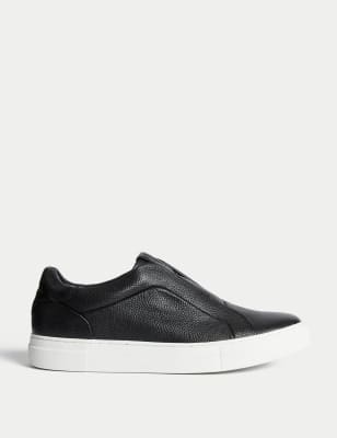 

Mens Autograph Leather Slip-On Trainers with Freshfeet™ - Black, Black