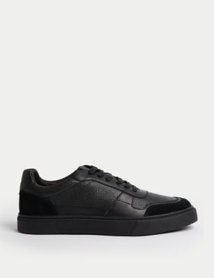 

Mens Autograph Turnschuhe aus Leder zum Schnüren mit Freshfeet™ - Black/Black, Black/Black