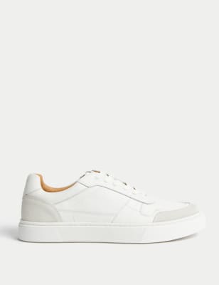 

Mens Autograph Leather Lace Up Trainers with Freshfeet™, White