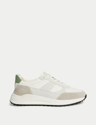 

Mens Autograph Leather Lace Up Trainers - White Mix, White Mix