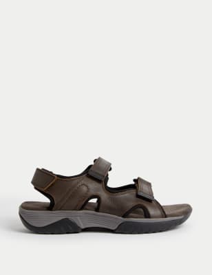 

Mens M&S Collection Airflex™ Leather Riptape Sandals - Brown, Brown
