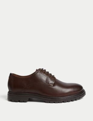 

Mens M&S Collection Leather Derby Heritage Shoes, Dark Brown