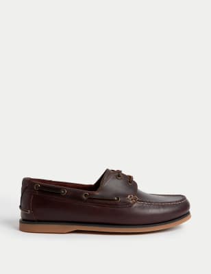 

Mens M&S Collection Wide Fit Leather Deck Shoes - Brown, Brown
