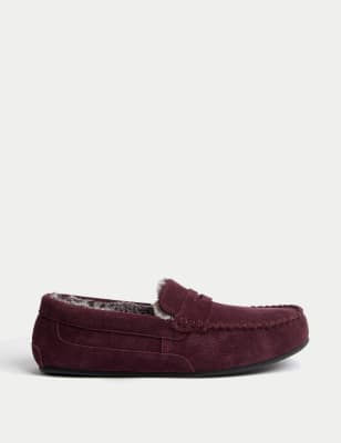 

Mens M&S Collection Suede Slippers with Freshfeet™ - Dark Burgundy, Dark Burgundy