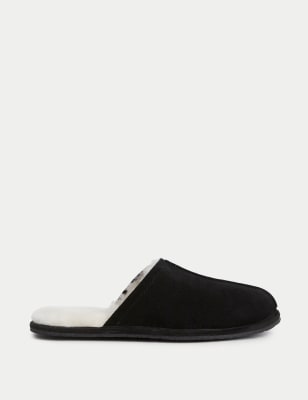 

Mens Autograph Suede Mule Slippers with Freshfeet™ - Black, Black