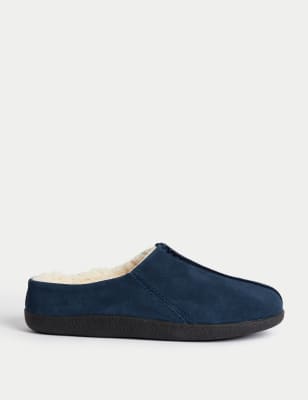 

Mens Autograph Suede Fleece Lined Mule Slippers - Navy, Navy