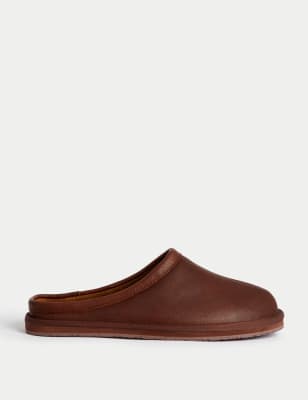 

Mens Autograph Leather Mule Slippers - Brown, Brown